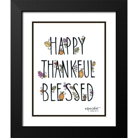 Happy Thankful Blessed Black Modern Wood Framed Art Print with Double Matting by LaPoint, Annie