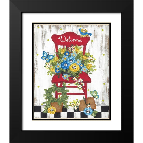 Welcome Garden Chair Black Modern Wood Framed Art Print with Double Matting by Lapoint, Annie