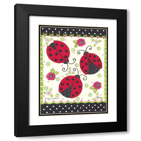 Ladybug Blossoms Black Modern Wood Framed Art Print with Double Matting by LaPoint, Annie
