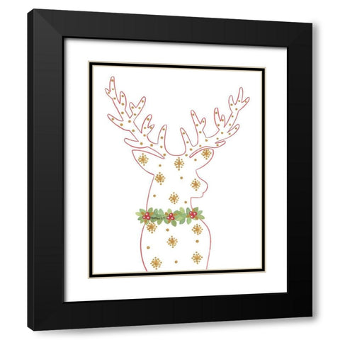 Deck the Halls Reindeer Black Modern Wood Framed Art Print with Double Matting by LaPoint, Annie