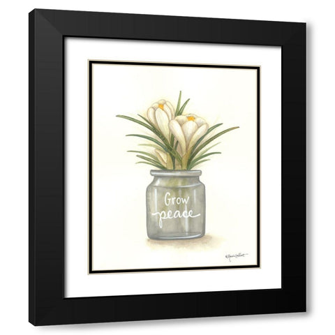 Grow Peace Crocus Black Modern Wood Framed Art Print with Double Matting by LaPoint, Annie
