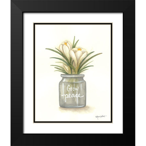 Grow Peace Crocus Black Modern Wood Framed Art Print with Double Matting by LaPoint, Annie