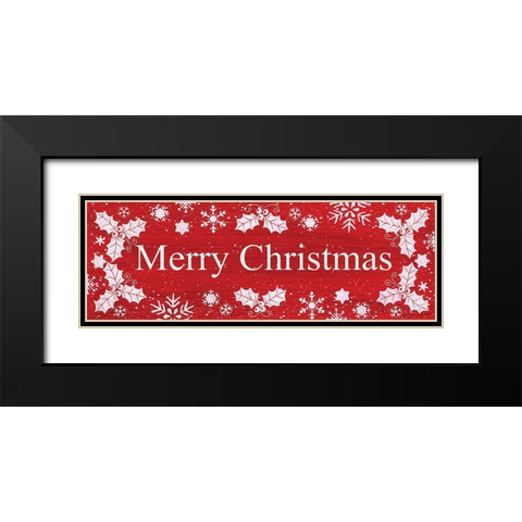 Merry Christmas Black Modern Wood Framed Art Print with Double Matting by LaPoint, Annie
