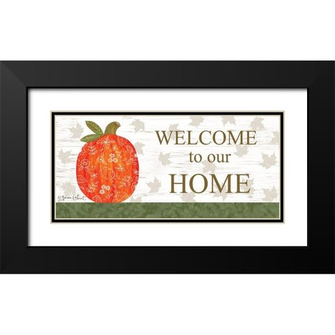 Welcome to Our Home Pumpkin Black Modern Wood Framed Art Print with Double Matting by LaPoint, Annie