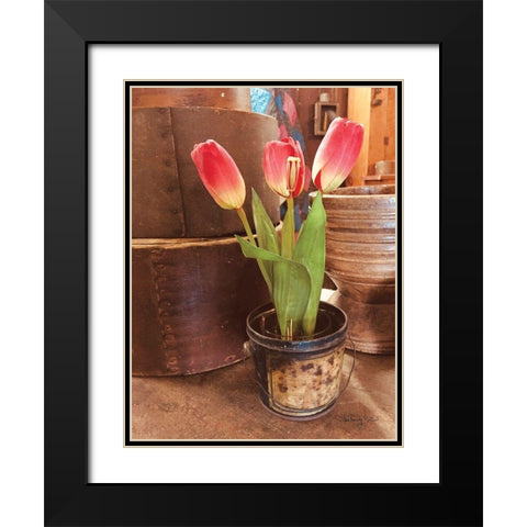 Tulip Simplicity Black Modern Wood Framed Art Print with Double Matting by Smith, Anthony