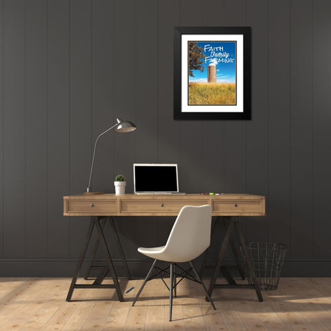 Faith, Family, Farming Silo Black Modern Wood Framed Art Print with Double Matting by Smith, Anthony