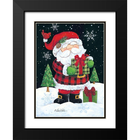 Plaid Santa Claus Black Modern Wood Framed Art Print with Double Matting by Kater, Diane