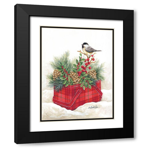 Christmas Lodge Vintage Tin Black Modern Wood Framed Art Print with Double Matting by Kater, Diane