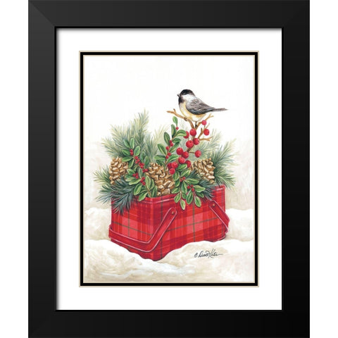 Christmas Lodge Vintage Tin Black Modern Wood Framed Art Print with Double Matting by Kater, Diane
