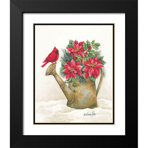 Christmas Lodge Watering Can Black Modern Wood Framed Art Print with Double Matting by Kater, Diane