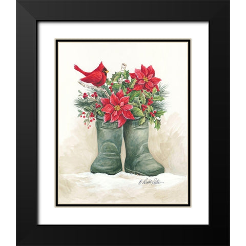 Christmas Lodge Boots Black Modern Wood Framed Art Print with Double Matting by Kater, Diane