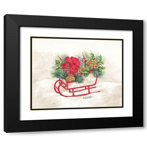 Christmas Lodge Sleigh Black Modern Wood Framed Art Print with Double Matting by Kater, Diane