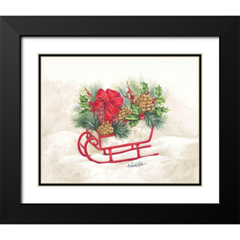 Christmas Lodge Sleigh Black Modern Wood Framed Art Print with Double Matting by Kater, Diane