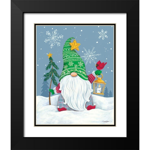 Snowy Gnome with Lantern Black Modern Wood Framed Art Print with Double Matting by Kater, Diane