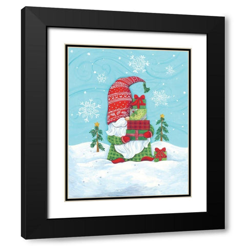 Santa Gnome Black Modern Wood Framed Art Print with Double Matting by Kater, Diane