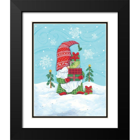 Santa Gnome Black Modern Wood Framed Art Print with Double Matting by Kater, Diane