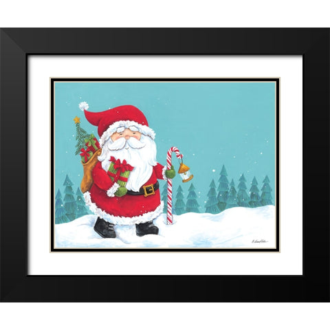 Candy Cane Lantern Santa Black Modern Wood Framed Art Print with Double Matting by Kater, Diane