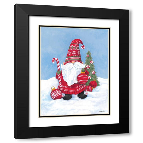 Gnome Santa Black Modern Wood Framed Art Print with Double Matting by Kater, Diane