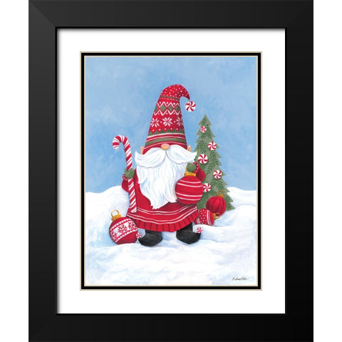 Gnome Santa Black Modern Wood Framed Art Print with Double Matting by Kater, Diane