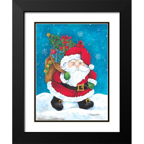 Santa Claus with Sack of Presents Black Modern Wood Framed Art Print with Double Matting by Kater, Diane