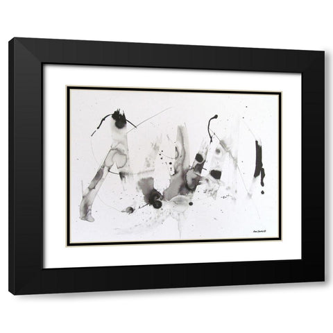 Abstract  Ink   Black Modern Wood Framed Art Print with Double Matting by Thouthip, Anne
