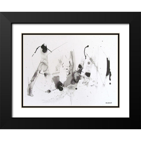 Abstract  Ink   Black Modern Wood Framed Art Print with Double Matting by Thouthip, Anne