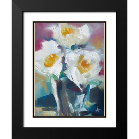 Wild Roses I Black Modern Wood Framed Art Print with Double Matting by Thouthip, Anne