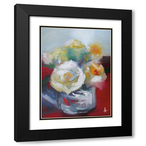 Wild Roses II Black Modern Wood Framed Art Print with Double Matting by Thouthip, Anne