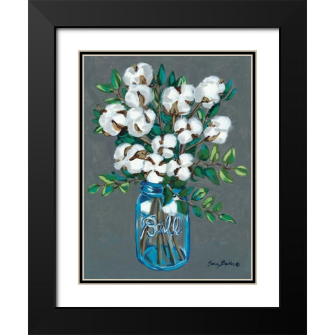 Vintage Blues with Cotton Black Modern Wood Framed Art Print with Double Matting by Baker, Sara