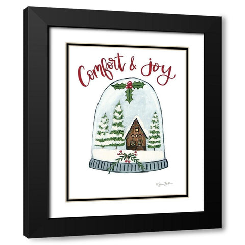 Comfort and Joy Cabin Black Modern Wood Framed Art Print with Double Matting by Baker, Sara