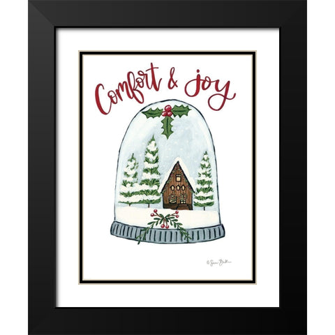 Comfort and Joy Cabin Black Modern Wood Framed Art Print with Double Matting by Baker, Sara
