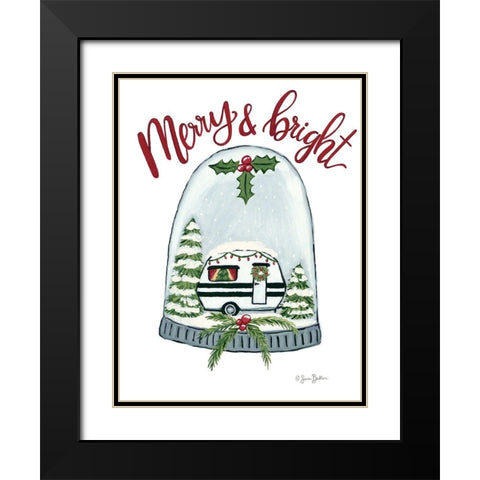 Merry and Bright Camper Black Modern Wood Framed Art Print with Double Matting by Baker, Sara