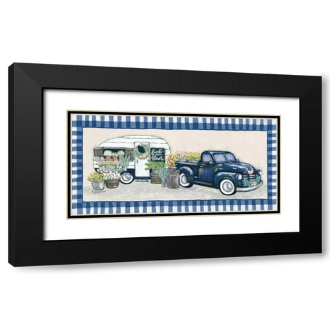 Blue Blooms Black Modern Wood Framed Art Print with Double Matting by Baker, Sara