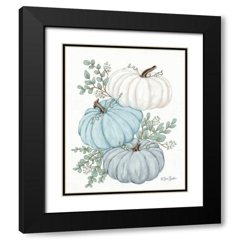 Pumpkin Trio Black Modern Wood Framed Art Print with Double Matting by Baker, Sara