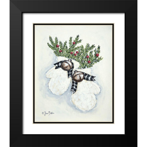 Jingle Bell Mittens   Black Modern Wood Framed Art Print with Double Matting by Baker, Sara