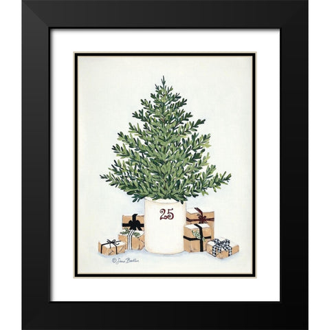 Country Crock Christmas Tree   Black Modern Wood Framed Art Print with Double Matting by Baker, Sara