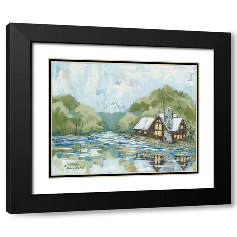 Adventure Lake Black Modern Wood Framed Art Print with Double Matting by Baker, Sara