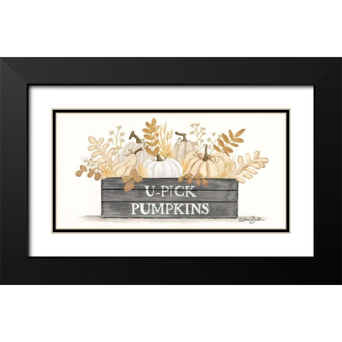 U-Pick Pumpkins     Black Modern Wood Framed Art Print with Double Matting by Baker, Sara