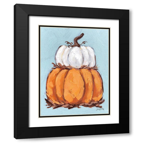 Pumpkin Stack I Black Modern Wood Framed Art Print with Double Matting by Baker, Sara
