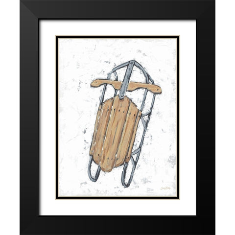 Winter Gear Vintage Sled Black Modern Wood Framed Art Print with Double Matting by Baker, Sara