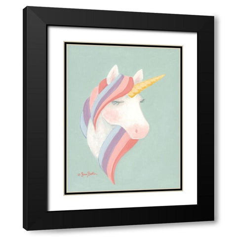 Unicorn     Black Modern Wood Framed Art Print with Double Matting by Baker, Sara