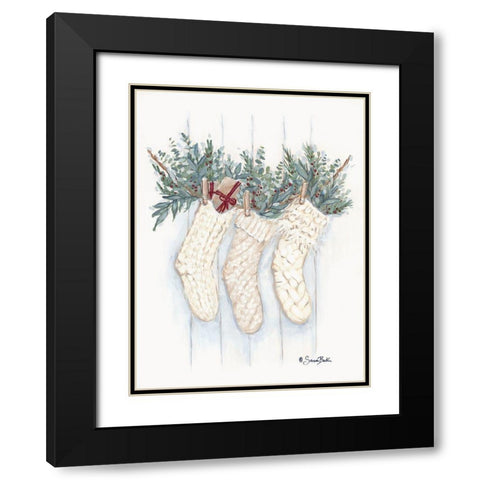 Boho Christmas Stockings Black Modern Wood Framed Art Print with Double Matting by Baker, Sara