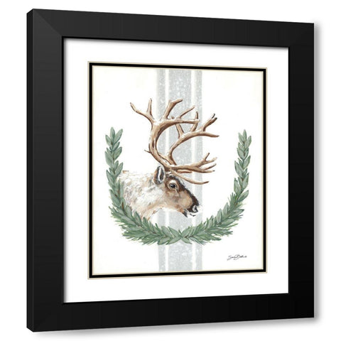 Arctic Winter Reindeer   Black Modern Wood Framed Art Print with Double Matting by Baker, Sara