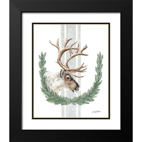 Arctic Winter Reindeer   Black Modern Wood Framed Art Print with Double Matting by Baker, Sara
