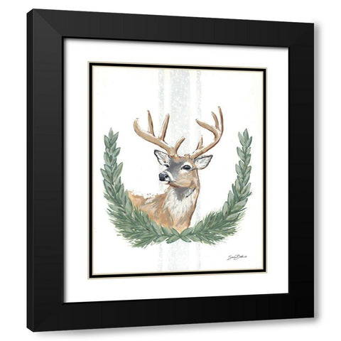 Arctic Winter Deer   Black Modern Wood Framed Art Print with Double Matting by Baker, Sara