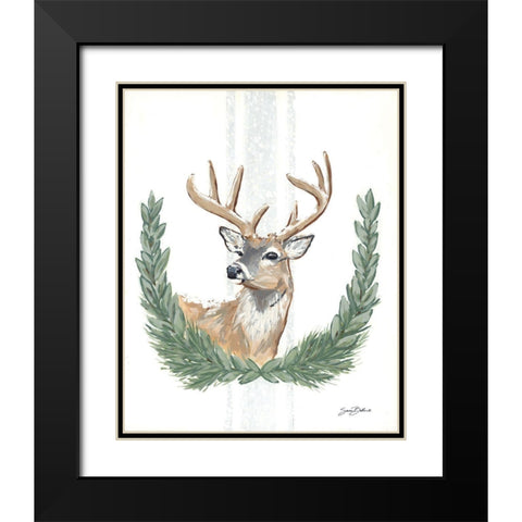 Arctic Winter Deer   Black Modern Wood Framed Art Print with Double Matting by Baker, Sara