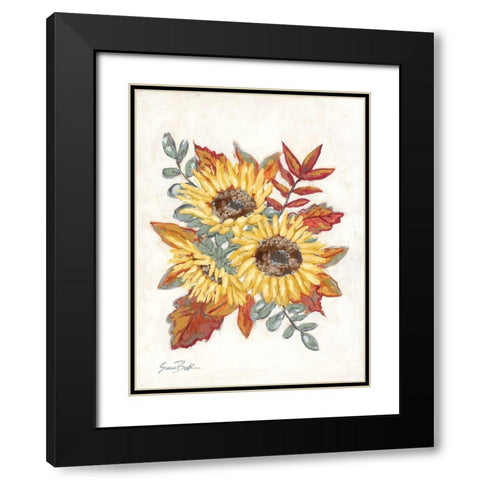 Sunflower Fall Foliage Black Modern Wood Framed Art Print with Double Matting by Baker, Sara