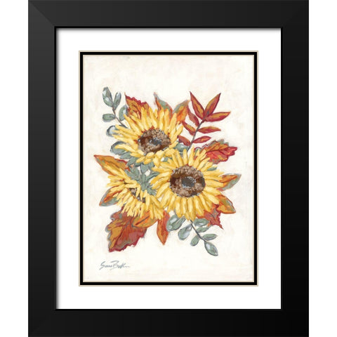 Sunflower Fall Foliage Black Modern Wood Framed Art Print with Double Matting by Baker, Sara