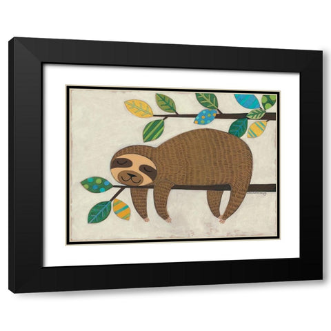 Sleeping Sloth Black Modern Wood Framed Art Print with Double Matting by Deming, Bernadette