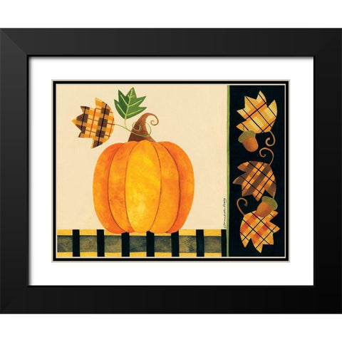 Pumpkin, Leaves and Acorns I Black Modern Wood Framed Art Print with Double Matting by Deming, Bernadette
